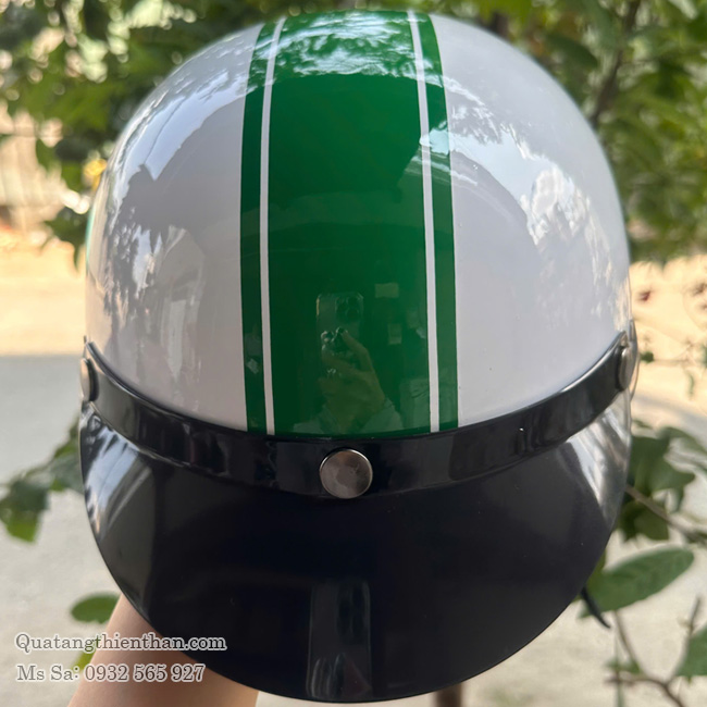 Nón Bảo Hiểm 1/2 Đầu Màu Trắng In Logo